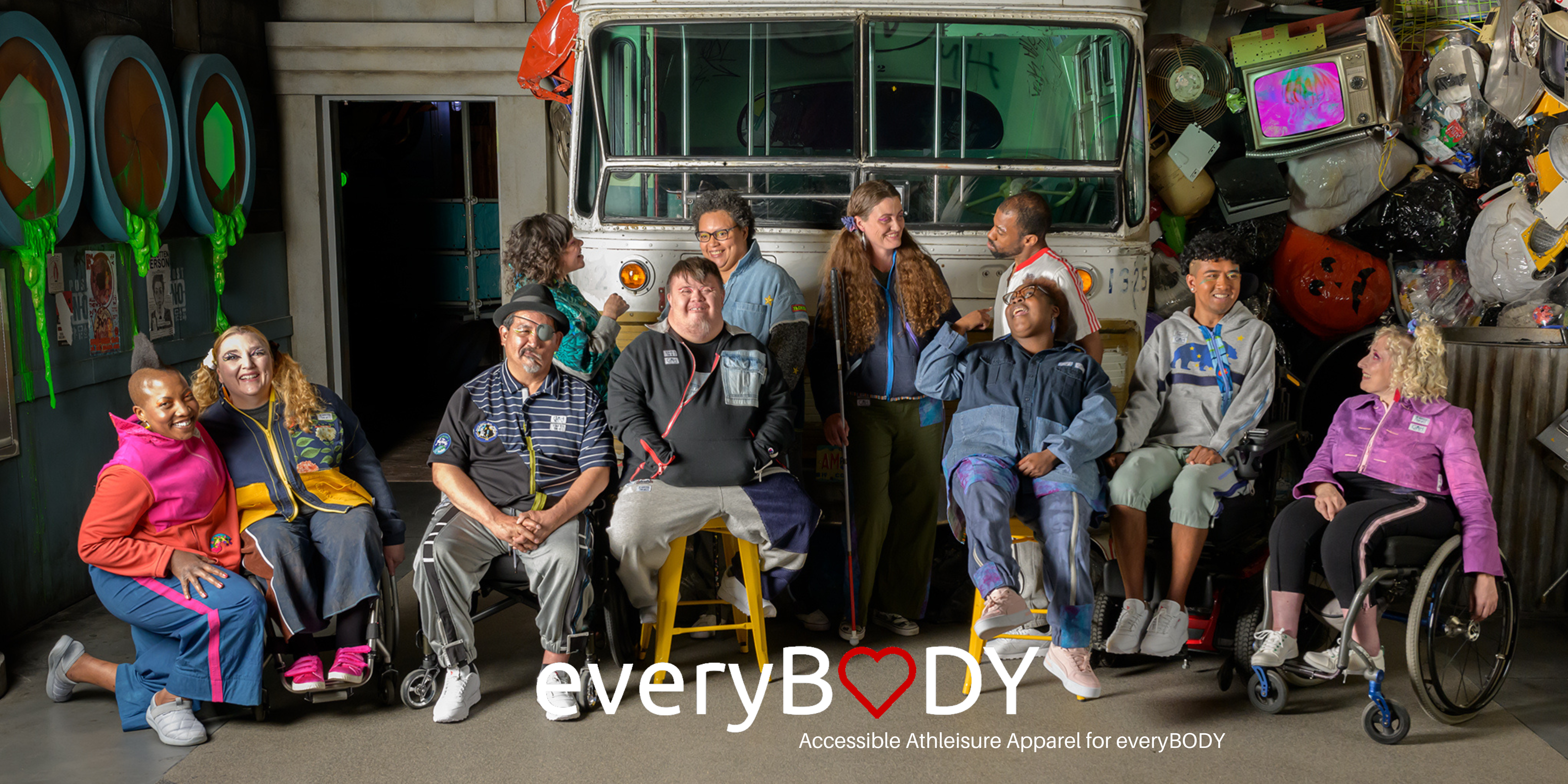 Models wearing clothing from fashion brand everyBODY Apparel which is an inclusive and adaptive clothing line